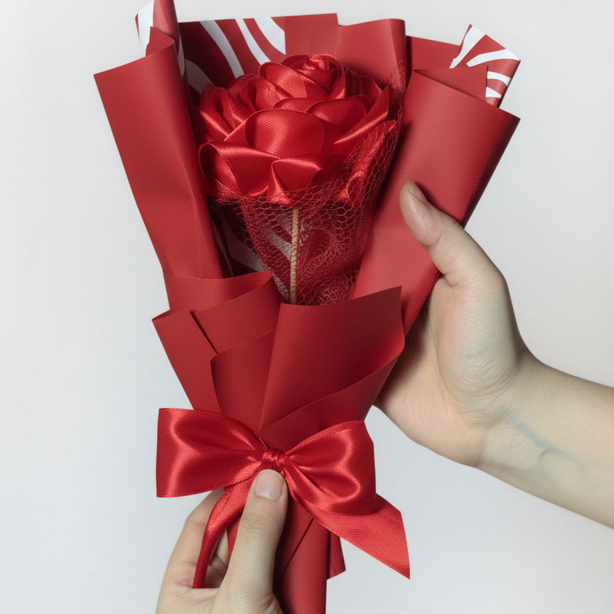 Handcrafted Single Flower Bouquet – Elegance in Simplicity