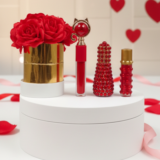 Glow & Glam Pack – Lip Gloss, Perfume Junoon, Noor Pearl Ittar & Glow Jar (Pack of 4)