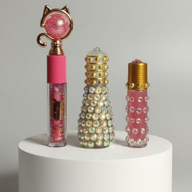 Glow & Glam Pack – Lip Gloss, Perfume Junoon, Noor Pearl Ittar & Glow Jar (Pack of 4)